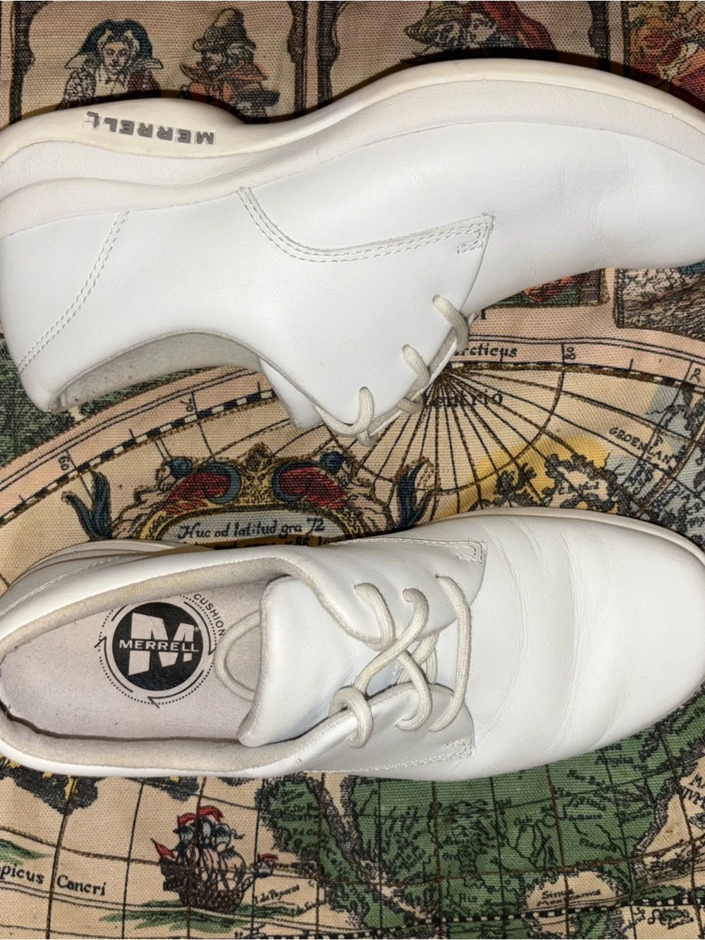 Merrell White Leather Lace-Up Oxford Shoes
